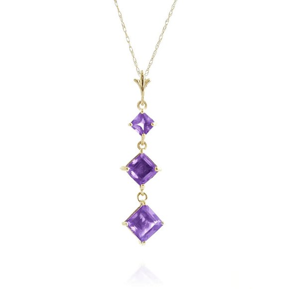 14K. SOLID GOLD NECKLACE WITH NATURAL AMETHYSTS - Picture 2 of 9